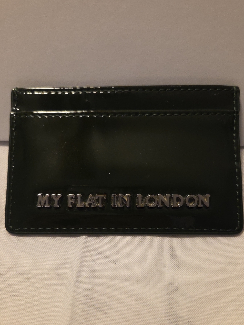 Vintage Brighton "My Flat In London Dark Green Patent Card Holder